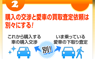 購入の交渉と愛車の買取査定依頼は別々にする！